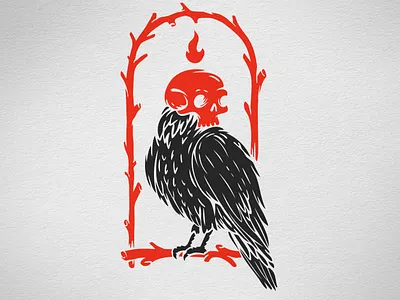 Spirit art bird bone branch crow death draw eagle flame ghost illustration old school print raven retro skull spirit tattoo vector vintage