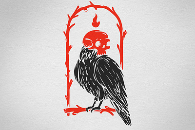 Spirit art bird bone branch crow death draw eagle flame ghost illustration old school print raven retro skull spirit tattoo vector vintage