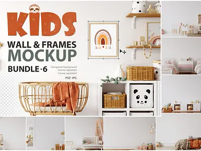 Kids Frames & Wall Mockup Bundle - 6 interior mockup kid kids mock mockup bundle mockup wallpaper nursery portfolio presentation print mockup room mockup toys mockup wall mockup wallpaper mockup