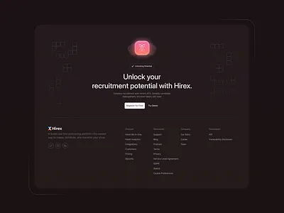 Hirex: Footer Design ✨ brand figma footer landing page ui user experience user interface ux website design