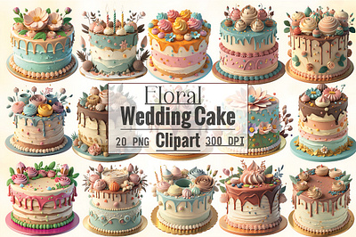 Floral Wedding Cake Clipart flower