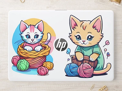 Taller Kittens, cat lovers HP Laptop Skin art branding cat cute demand design event poster graphic design hp illustration laptop layout design oo4 graphics poster design print taller