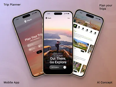 AI Trip Planner Mobile iOS App app branding design graphic design illustration logo typography ui ux vector