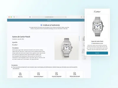 Authentic - NFT certificates of authenticity for luxury goods b2b branding product design saas software design ui ux