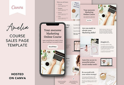 Course Sales Page Template Canva canva sales page canva template canva website design course template landing page landing page template online course template online sales page website design website presentation website template