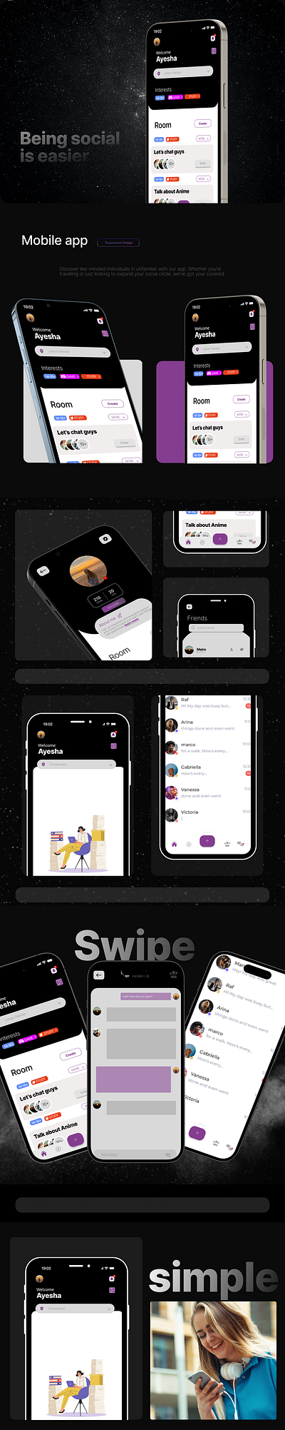 Mobile UI Design - Social Media App | Figma 3d animation branding graphic design logo motion graphics ui