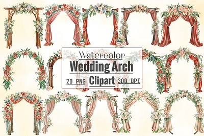 Watercolor Wedding Arch Clipart vintage