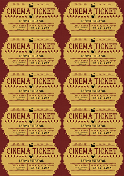 Ready for printing cinema film gra invitations movie old print ticket