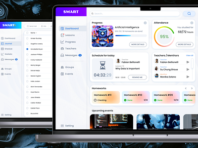 Dashboard for the learning platform dashboard design mockup service table ui ux web