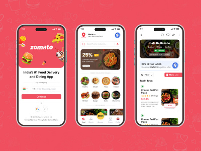 Zomato Application Redesign (clone app.) app design app tracking delivery design drink drink food eating food food food application food delivery food delivery application food good foodie mobileapp redesign restaurent ui ui design uiux