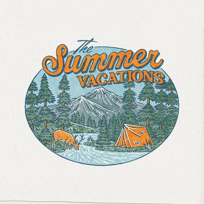 SUMMER VACATIONS badge badge design design graphic design hand drawing illustrations photoshop vintage illustration vintage logo