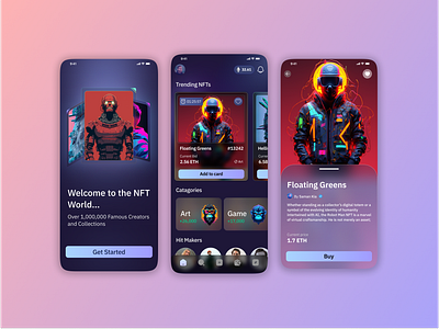 NFT Marketplace app branding creativity design illustration ui