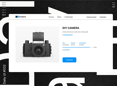 Daily UI 032 - Crowdfunding back blue branding button challenge crowd crowdfunding daily dailyui dailyuichallenge design diy fundung goal graphic design participation ui ux web white