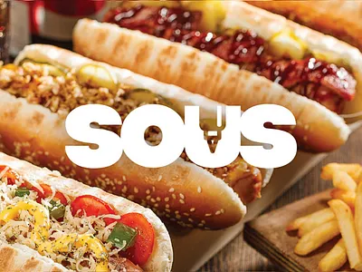 Savory Satisfaction: SOUS's Fast Food Delights appetite bold branding culinary delicious dining fastfood foodgraphics fries gourmet hotdog identity logo quickbites savory snacking streetfood tasty typography yummy