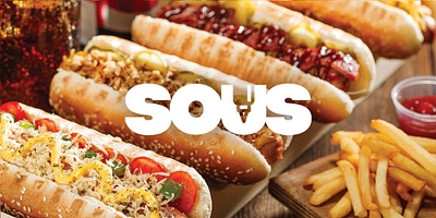 Savory Satisfaction: SOUS's Fast Food Delights appetite bold branding culinary delicious dining fastfood foodgraphics fries gourmet hotdog identity logo quickbites savory snacking streetfood tasty typography yummy