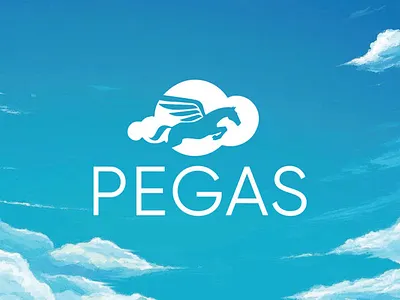 Take Flight with Creativity: PEGAS Agency agency airy blue branding clean creativity design expansive freedom ideas imagination innovative inspiration mythical pegasus profile serene sky soaring white