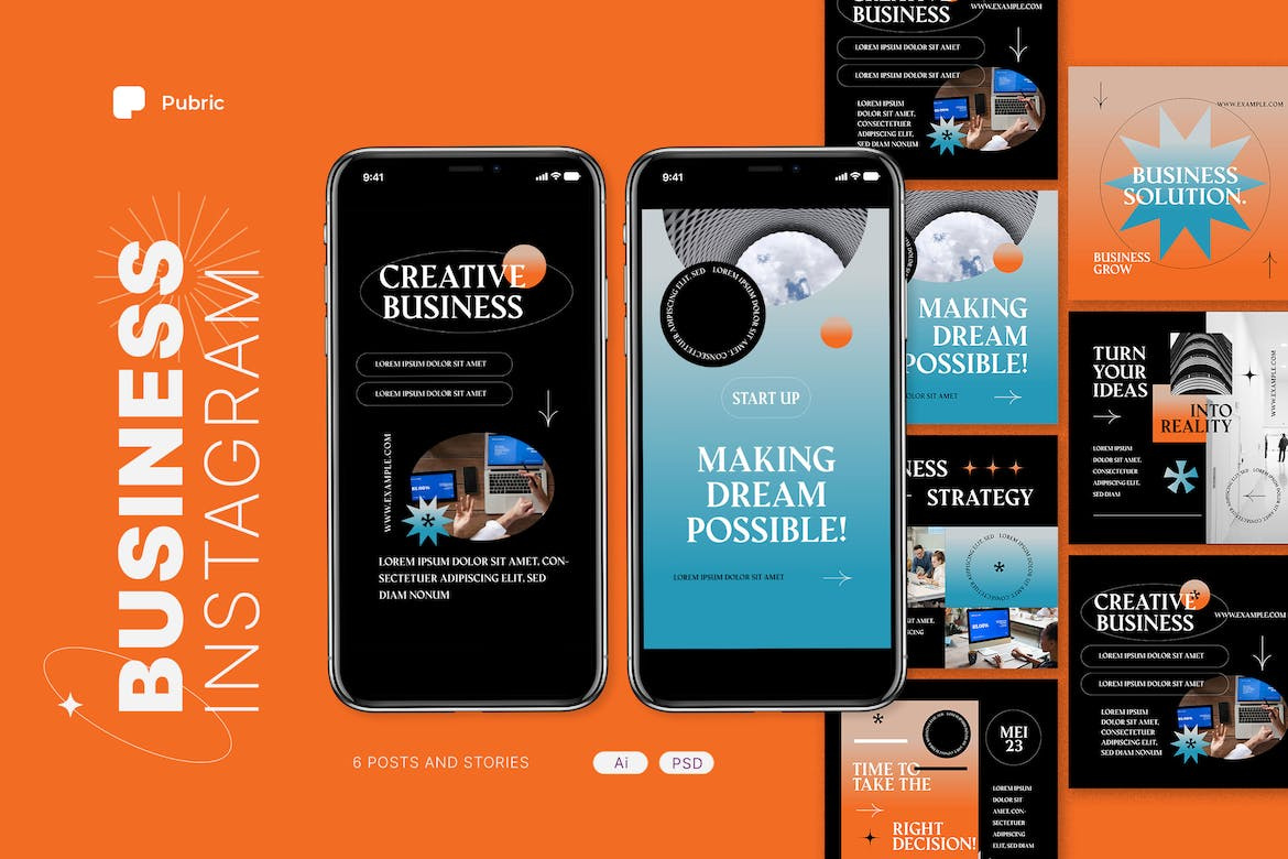 Gradient Geometric Business Instagram Set facebook instagram instagram post instagram posts instagram stories instagram stories pack instagram story template instagram template social media social media pack social media templates socialmedia stories