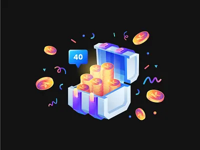 Coin Сhest branding coin chest coins collectibles computer game digital art fantasy game design game development gaming assets graphic design illustration logo loot rpg virtual currency