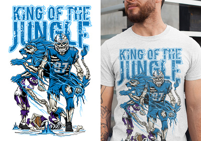 The King american apparel artwork bones cartoon clothing design detroit football illustration lion mlb nba nfl skeleton skull sport touch down tshirt warren lotas