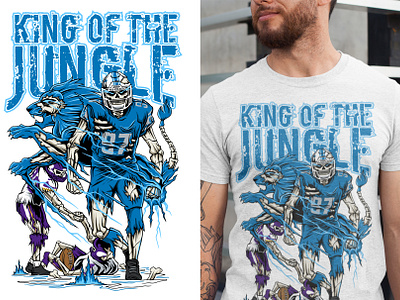 The King american apparel artwork bones cartoon clothing design detroit football illustration lion mlb nba nfl skeleton skull sport touch down tshirt warren lotas