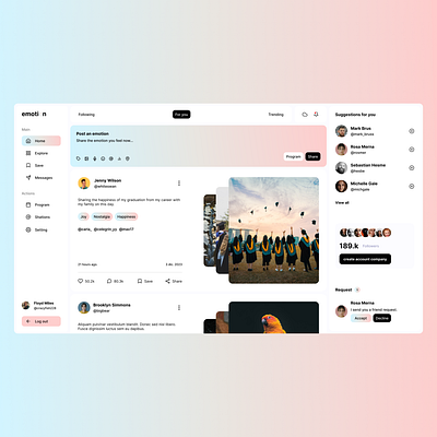 Emotions - Platform to share emotions motion graphics ui