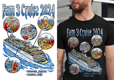 Cruise adventure artwork blue boat bones cartoon cruise design fun illustration logo ocean sea ship skeleton skull titanic travel tshirt warren lotas