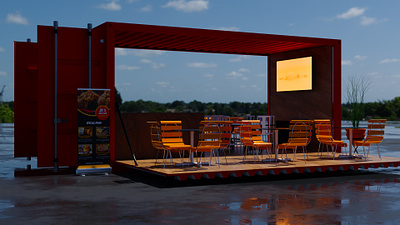 Container Fast Food 3d animation artist 3d branding container kiosque motion graphics paysage stand