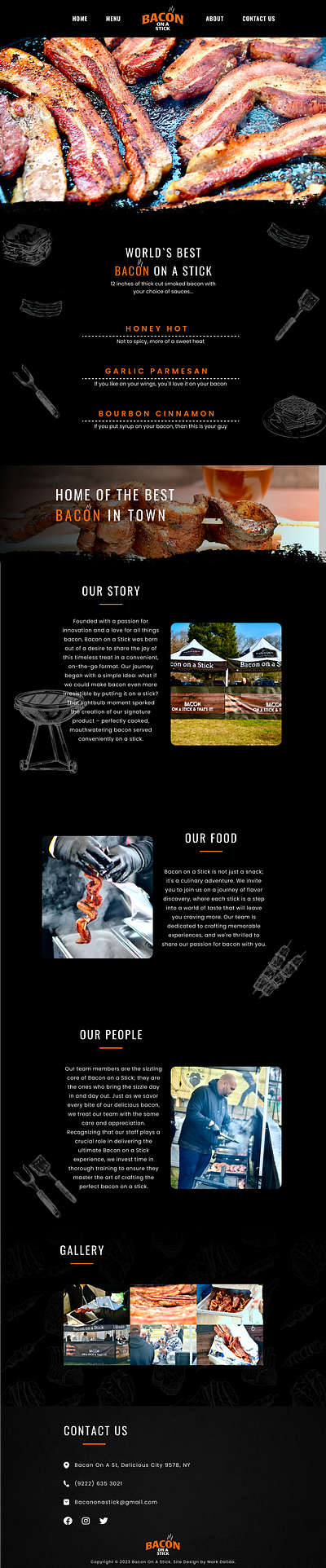 Bacon On a Stick Website food landing page logo ui design ux design