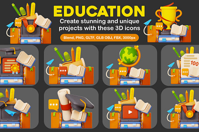 Educational 3D Illustration 3d 3d modeling branding graphic design icon illustration