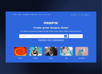 Freepik's Website Hero section branding graphic design ui