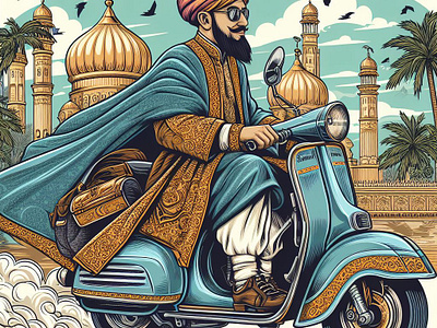 Sultan of Agarbah | Arabian Nights | tracingflock aladdin arabian nights artificial intelligence disney world graphic design king lambretta scooter luxurious lifestyle sultan of agarbah tracingflock vintage collection