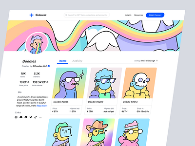 Free Figma File: Sidereal NFT Marketplace UI Design - Authors 3d 3d illustration crypto dark mode dark theme diversekit exploration figma resource free nft marketplace hero header illustration landing page marketplace mockup nft nft marketplace ui ux ux design web design