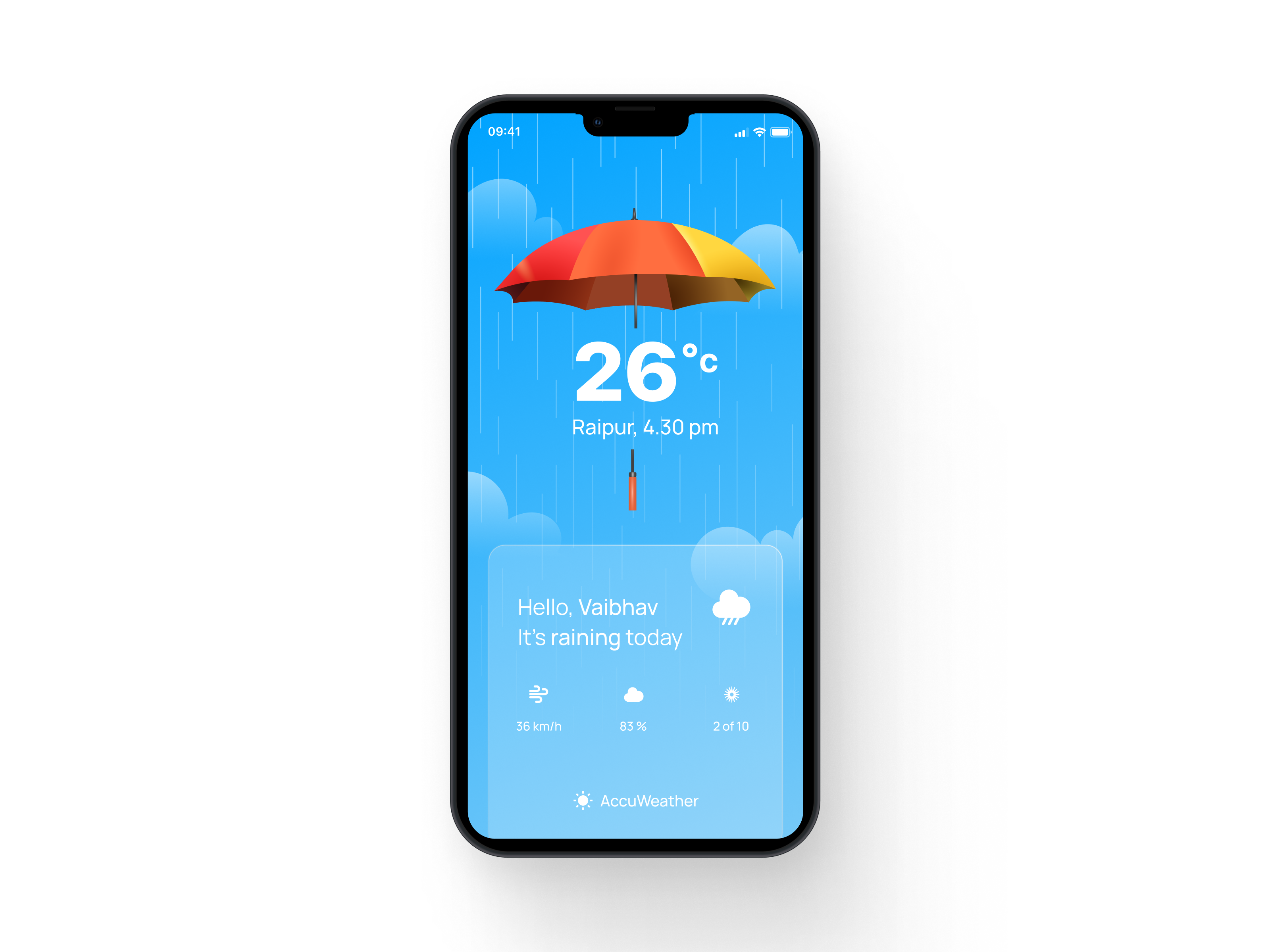 Airbit 3d animation app ui blue graphic design illustration minimal mobile ui modern motion motion graphics playful rain sky temperature ui weather weather app
