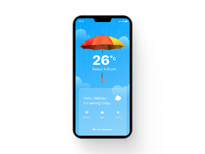 Airbit 3d animation app ui blue graphic design illustration minimal mobile ui modern motion motion graphics playful rain sky temperature ui weather weather app
