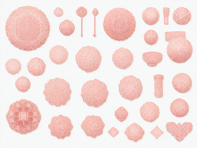 A collection of pink lace and other items white