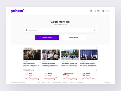 Yahoo Redesign - WIP 2024 best dashboard designer dribbble finance google gradients graphs news portfolio redesign search settings trending ui ux web wip yahoo