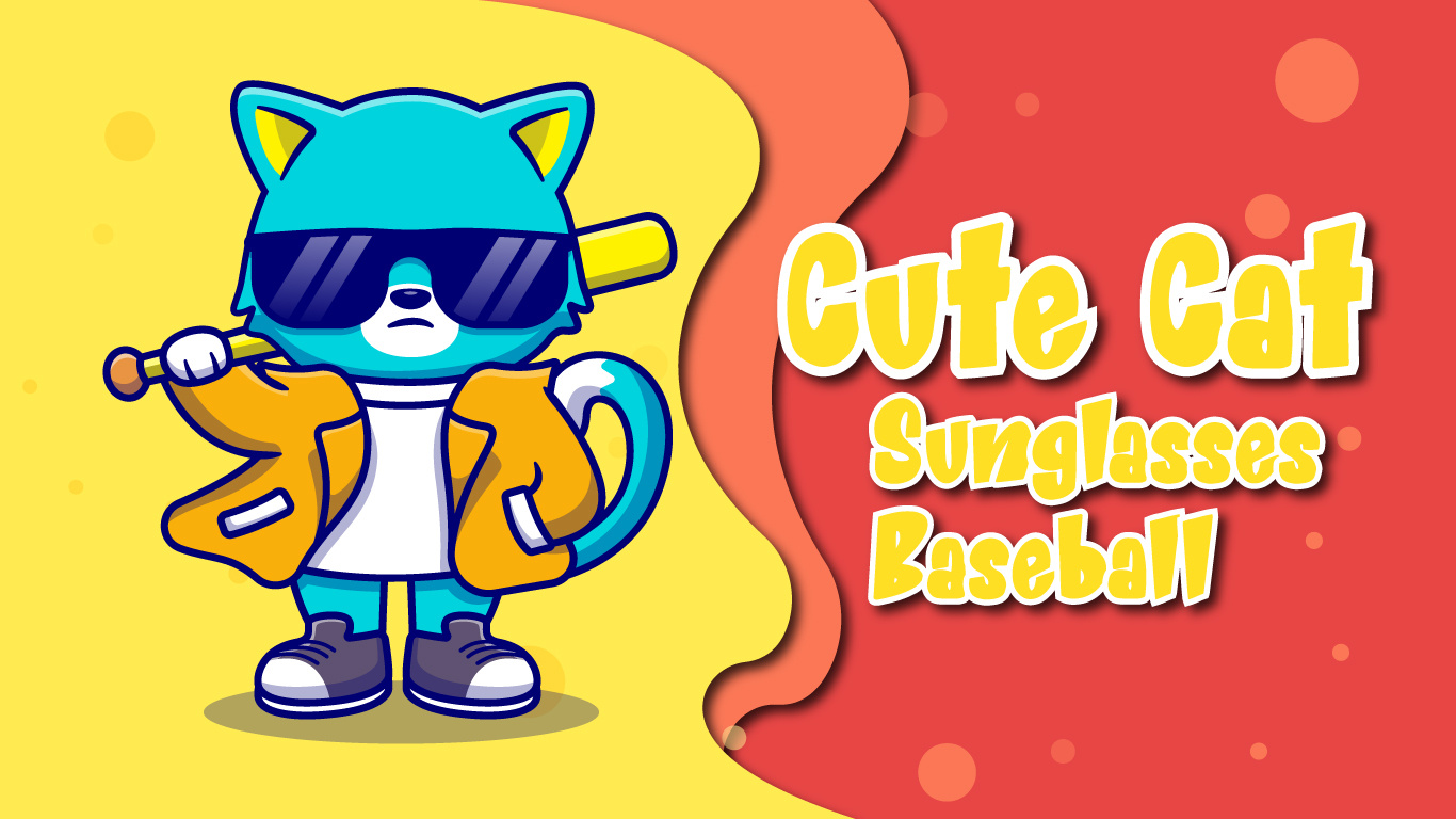 Cute Cat Sunglasses Baseball Illustrations baseball cartoon baseball charaster branding cartoon character cartoons cute animal illustrations cute cartoon design graphic design illustration kids cartoon illustrations logo minimal sunglasses cartoon ui ux vector web