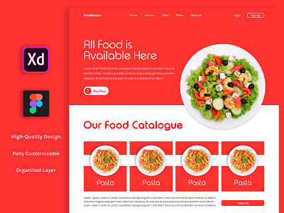 FoodBazar | Restaurant Website UI/UX Template Design adobe xd figma food website design graphic design landing page design restaurant web design template ui uiux user interface design ux web design web template design website design