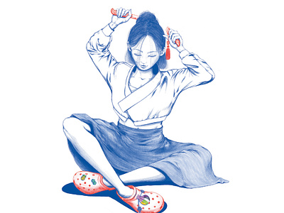 Eunjangdo (은장도) Korean Traditional Dagger and Crocs artwork crocs fashion hanbok illustration korea south korea 한복