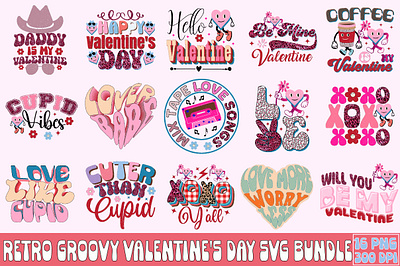 Retro Groovy Valentine's Day Sublimation Bundle sublimation design