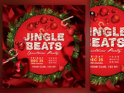 Christmas Flyer christmas christmas cards christmas flyer christmas invitation christmas party christmas template design red christmas xmas