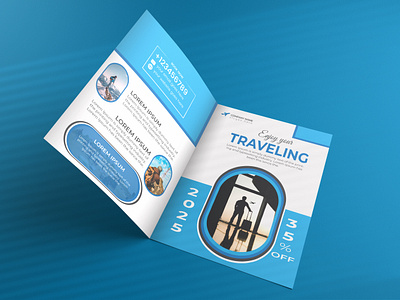 Traveling Brochure Design banner design bg vect blue color book ocver brochure template business brochure byzed ahmed design graphic design menu design poster design travel brochure traveler traveling