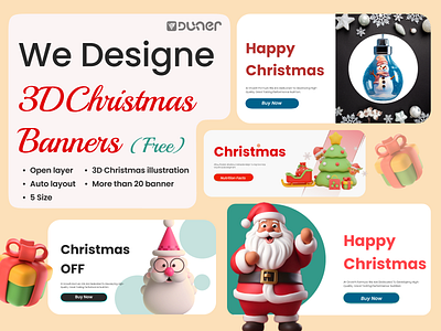 3D Christmas UI Banners V1.0 2024 3d app banner card christmas template ui web