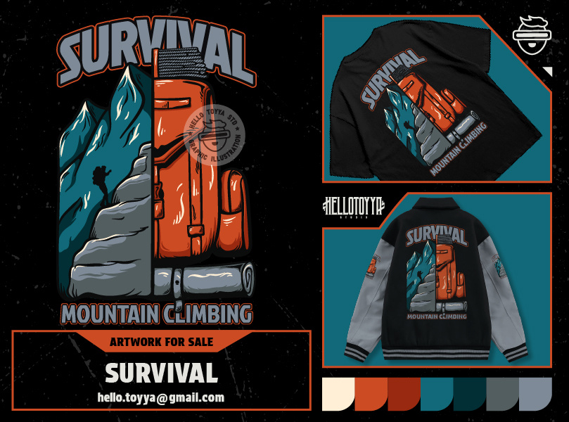 (DESIGN FOR SALE) MOUNTAIN CLIMBING SURVIVAL ILLUSTRATION apparel artwork for sale branding camp illustration camping climbing clothing customartwork designforsale graphic design hiking illustration mountain print tshirt streetwear survival tshirt design tshirt illustration