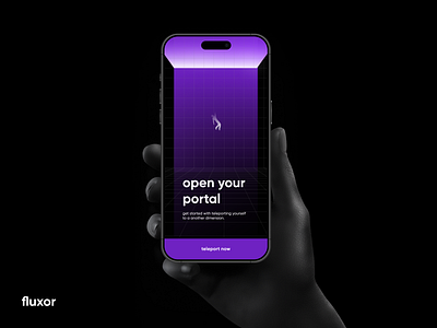 Fluxor 3d animation app design branding fictional future graphic design minimal mobile design modern motion graphics purple ui