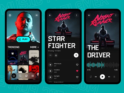 Music Player App UI animation app banner branding clean cover design figma illustration logo minimal music music player player stream trending typography ui ux vivid