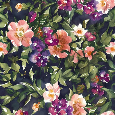 Watercolor Flower Pattern aigc decoration graphic design illustration pattern watercolor