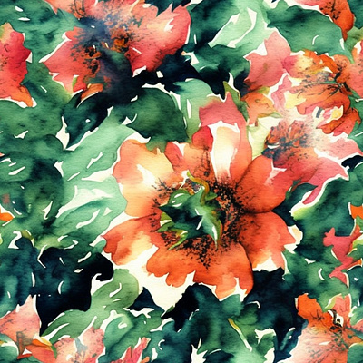 Watercolor Flower Pattern aigc decorative graphic design pattern watercolor