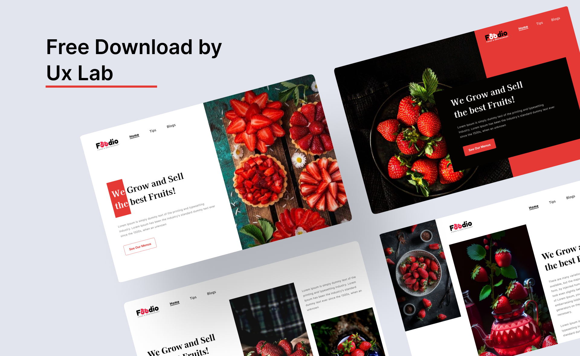 Food - Website Hero Sections + Headers 3d agency animation branding design hero section illustration landing page logo ui website