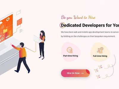 Dedicated Developers for your Project Section branding design illustration typography ui ux vector